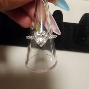 Elegant Sterling Silver 2ct Heart-Shaped Moissanite Ring